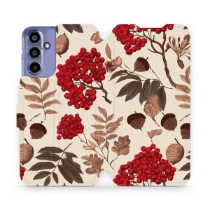Etui z klapką do Galaxy A15 4G, Mobiwear Book, jarzębina na ecru