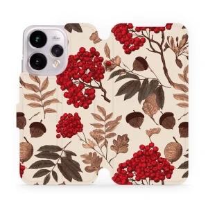 Etui z klapką do OPPO Reno15, Mobiwear Book, jarzębina na ecru