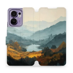 Etui z klapką do OPPO Reno13 F, Mobiwear Book, jezioro w dolinie