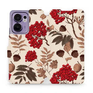 Etui z klapką do OPPO Reno13 F, Mobiwear Book, jarzębina na ecru