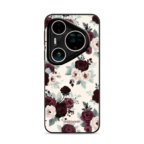 Etui ochronne do Huawei Pura 80 Ultra, Mobiwear Glossy Case, róże z szałwią na kremie