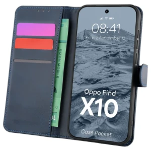 Etui z klapką Bizon Case Pocket do OPPO Find X10, granatowe