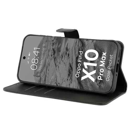 Etui z klapką Bizon Case Pocket do OPPO Find X10 Pro Max, czarne (5/6)