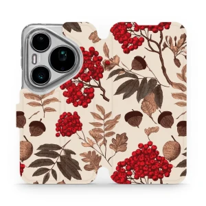 Etui z klapką do Huawei Pura 90s Pro Max, Mobiwear Book, jarzębina na ecru