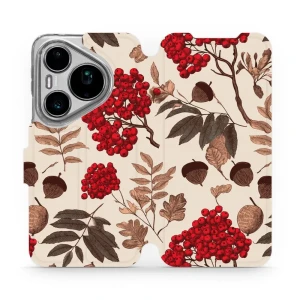 Etui z klapką do Huawei Pura 90s Pro, Mobiwear Book, jarzębina na ecru