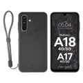 Etui ze smyczką na nadgarstek i pierścieniem magnetycznym Bizon Case CarbO do Galaxy A18 4G/5G / A17 4G/5G, czarne (1/6)