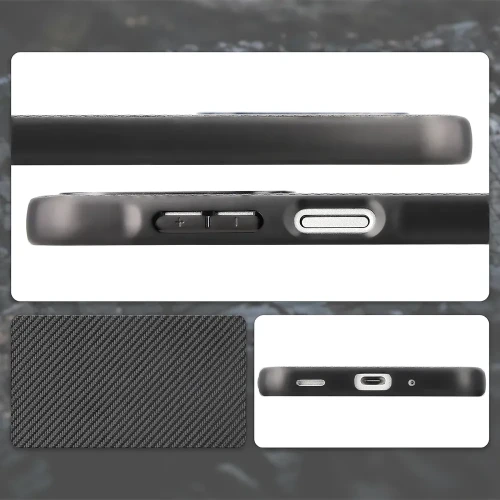 Etui ze smyczką na nadgarstek i pierścieniem magnetycznym Bizon Case CarbO do Galaxy A18 4G/5G / A17 4G/5G, czarne (4/6)