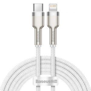 Kabel Baseus Cafule Metal USB-C do Lightning 20W 2m, biały