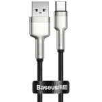 Kabel Baseus Cafule Metal Data USB-A do USB-C 66W, 6A, 25cm, czarny
