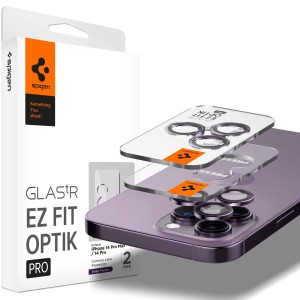 Szkło na aparat Spigen Glas.tR Ez Fit Optik Pro 2-Pack do iPhone 15 Pro / 15 Pro Max / 14 Pro / 14 Pro Max, czarno-fioletowe