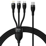 Kabel Baseus Flash Series II  3w1 USB-C do USB-C/Lightning/MicroUSB - 1,5m, 100 W, czarny