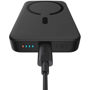 Magnetyczny Powerbank Baseus Magnetic Mini do MagSafe 15W, USB-C, 10000mAh 20W + kabel, czarny