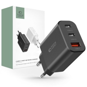 Ładowarka sieciowa Tech-Protect  C30W 3-PORT Network 30W USB-C, PD, czarna