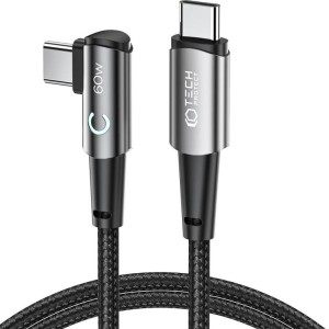 Kabel kątowy Tech-Protect UltraBoost "L" USB-C do USB-C 60W/6A 1 m, czarno-szary