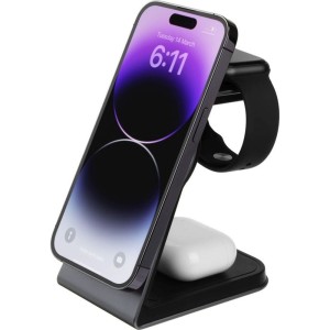 Ładowarka indukcyjna 3w1 Fixed MagPowerstation Alu, Qi, MagSafe, 15W, szara