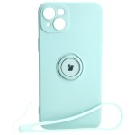 Etui Bizon Case Silicone Ring Sq do iPhone 15 Plus, turkusowe
