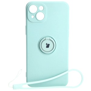 Etui Bizon Case Silicone Ring Sq do iPhone 15 Plus, turkusowe