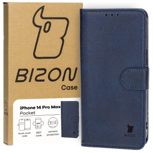 Etui z klapką Bizon Case Pocket do iPhone 14 Pro Max, granatowe