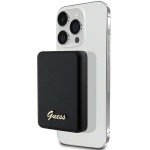 Guess Powerbank 15W 5000mAh MagSafe Metal Script Logo + kabel, czarny