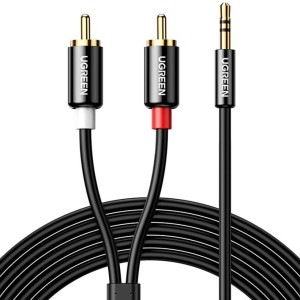 Kabel audio Ugreen 3,5mm mini jack (typ męski) - 2RCA, 5m, czarny