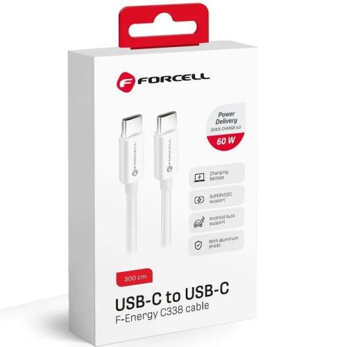 forcell-cabel-usb-c-do usb-c-qc-3a-20v-pd60w-c338-3m-white-00.jpg