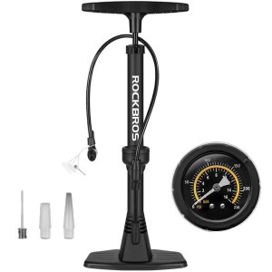 Pompka rowerowa z manometrem, podłogowa Rockbros, czarna 