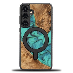 Drewniane etui do Galaxy S24 Plus, Bewood Unique Turquoise do MagSafe