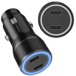 Ładowarka samochodowa ER Power 40W 2x USB-C, PD, QC 3.0, czarna