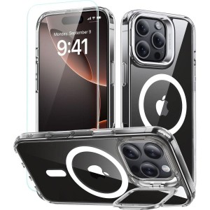Zestaw Etui + Szkło hartowane, ESR Classic Hybrid Kickstand HaloLock, Tempered Glass do iPhone 16 Pro Max do MagSafe, przezroczyste