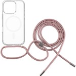 Etui FIXED MagPure Neck do MagSafe do iPhone 16 Pro Max, przezroczyste z różową smyczką 