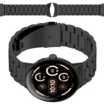 Pasek ze stali nierdzewnej Bizon Strap Watch Aura do Google Pixel Watch 4 / 3 / 2 / 1 41 mm, czarny