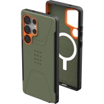 Etui pancerne Urban Armor Gear Civilian Magnet do Galaxy S25 Ultra, zielone z pomarańczowym