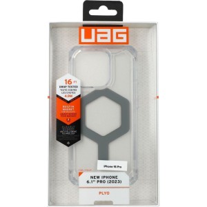 OUTLET: Etui pancerne Urban Armor Gear Plyo MagSafe do iPhone 15 Pro, przezroczysto-srebrne