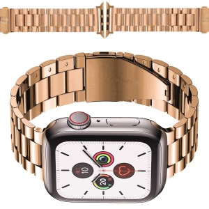 Pasek ze stali nierdzewnej Bizon Strap Watch Aura do Apple Watch 38/40/41/42 mm, różowozłoty