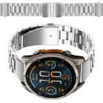 Pasek ze stali nierdzewnej do smartwatcha, Bizon Strap Watch Aura, QuickFit 22 mm, srebrny
