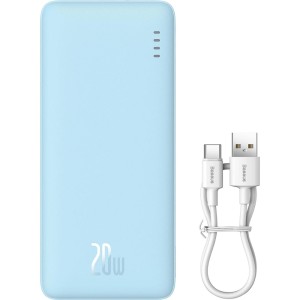 Powerbank Baseus Airpow 20000mAh PD 20W + kabel USB-A / USB-C, jasnoniebieski