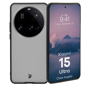 Etui Bizon Case Angelo do Xiaomi 15 Ultra, półprzezroczyste z czarną ramką