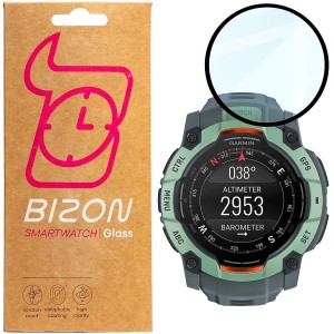 Szkło hybrydowe Bizon Glass Watch Edge Hybrid dla Garmin Instinct 3 45 mm, czarne