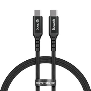 Kabel z nylonowym oplotem Crong Armor Link USB-C, 100W 5A PD, 2m , czarny