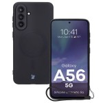 Silikonowe etui z pierścieniem magnetycznym Bizon Case Silicone Magnetic Sq do Galaxy A56 5G, czarne