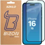 Szkło hartowane Bizon Glass Edge 2 do iPhone 15 / 16, czarne