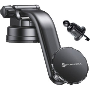 Uchwyt samochodowy na nawiew / okrągłą kratkę / deskę rozdzielczą / szybę, magnetyczny Forcell F-Grip MagLuxe, czarny