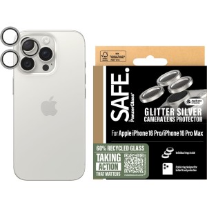 Szkło hartowane na aparat Safe by PanzerGlass Camera Lens Protector  do iPhone 16 Pro / 16 Pro Max,  brokatowe-srebrne