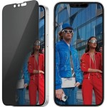 Szkło hartowane z aplikatorem PanzerGlass Ultra-Wide Fit Privacy + EasyAligner do iPhone 17e / 16e / 14 / 13 Pro / 13, przyciemniane z czarną ramką