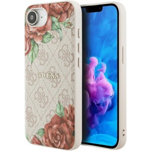 Etui Guess Hardcase 4G Flowers Print MagSafe do iPhone 17e / 16e, różowe