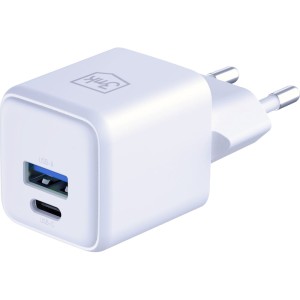 Ładowarka sieciowa GaN USB-C PD, USB-A QC 4+, 20W, 3mk Hyper Charger, biała