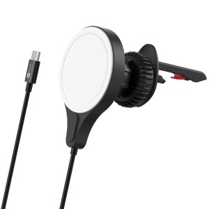 Uchwyt samochodowy z ładowaniem indukcyjnym MagSafe ER Power Car Charger 15W, czarno-biały