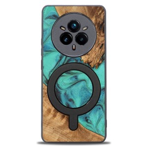 Drewniane etui do Realme 14 Pro 5G, Bewood Unique Turquoise do MagSafe