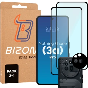 2x Szkło + szybka na aparat Bizon Glass Edge Pack do Nothing Phone (3a) Pro