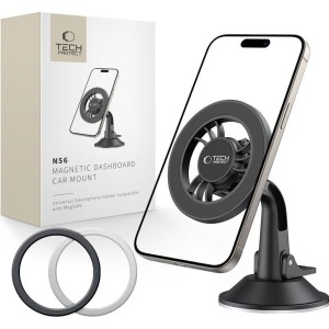 Uchwyt samochodowy, magnetyczny na kokpit / szybę do MagSafe Tech-Protect N56, czarny